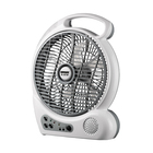 Ludger Portable 10 Inch Rechargeable Utility Fan with LED Lights, FM Radio, and USB Charger