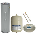 GE 50 Gallon 5,500 Watt Tall Electric Water Heater with 2.1 Gal Water Expansion Tank with Water Heater Hoses and Drip Pan