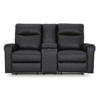 Signature Design by Ashley Axtellton Power Reclining Leather Look Loveseat - Black