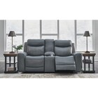 Signature Design by Ashley Mindanao Dual Power Leather Reclining Loveseat with Console