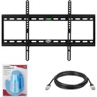 Vidao Fixed Low-Profile Wall Mount with the 12-ft High Speed HDMI Cable & Screen Cleaning Kit