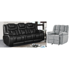 Global Furniture Apex Leather Power Reclining Sofa - Black with Britta Manual Recliner